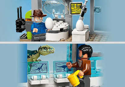 Lego Jurassic World L'attaque du Gignotosaurus et du Therizinosaurus - Le labo